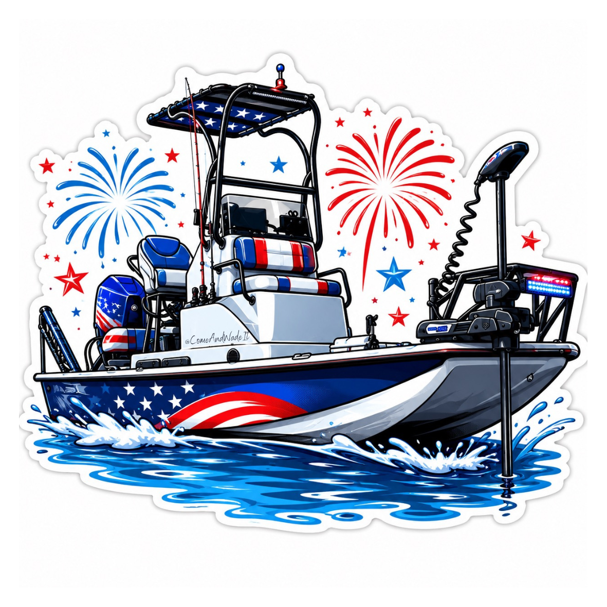 Patriotic Boat Sticker