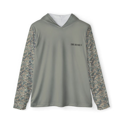 Come and Wade It Hoodie | Fishing Graphic, Camo Sleeves, Angler Design